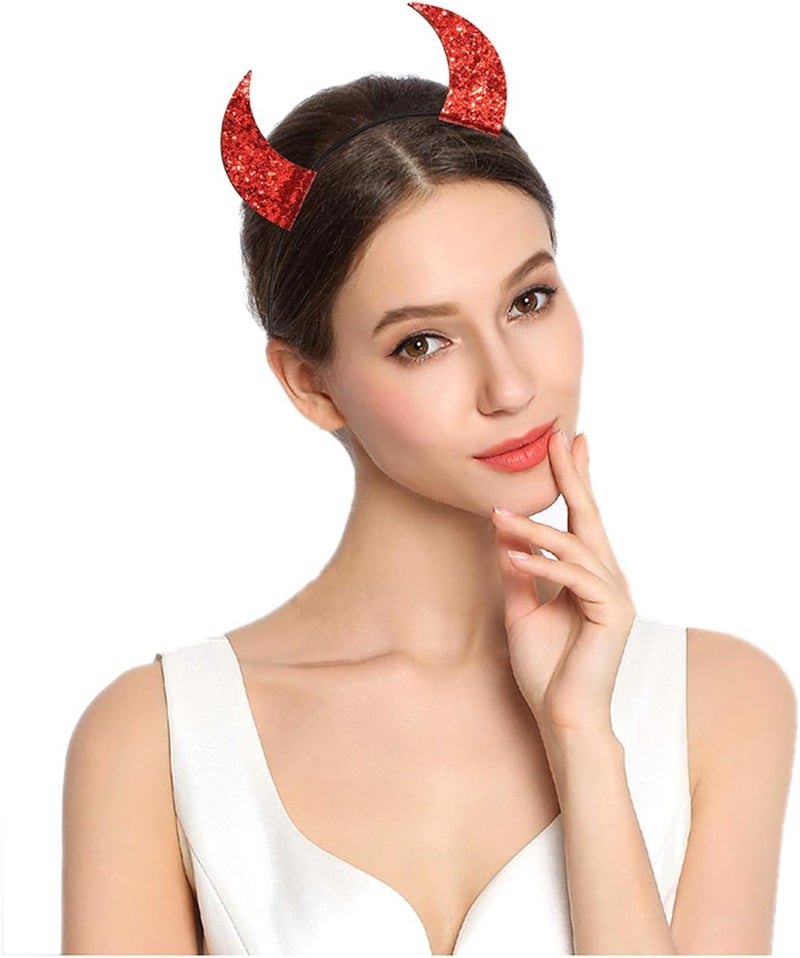 ELEARD Stable domestic stock Halloween Headband Glitter Devil Horns Headband Headpiece Hair Accessory for Halloween Costume Space saving design picks - Image 2