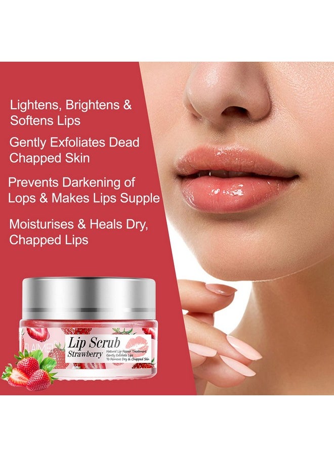 Elaimei Lip Scrub, Exfoliator & Moisturizer, Lip Repair For Lush Soft Lips, Chapped Dry And Flaky Lips Treatment (Strawberry)  - Image 3