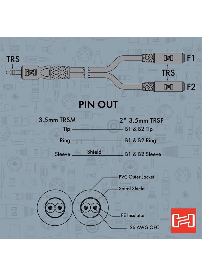 Hosa YMM-232 3.5 mm TRS to Dual 3.5 mm TRSF Y Cable - Image 5