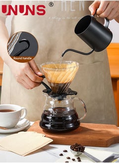 UNUNS V60 Pour Over Coffee Filter, Coffee Dripper,Cone Paperless Reusable Single Cup Coffee Maker 1-4 Cup With Non-slip Cup Stand 600ML  - Image 4