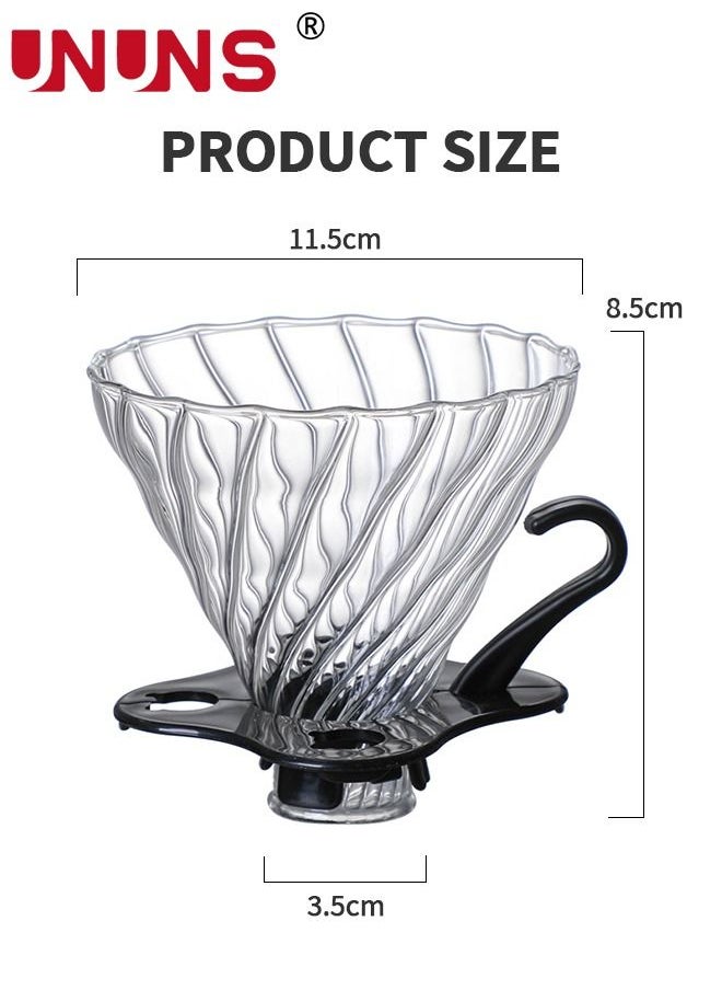 V60 Pour Over Coffee Filter, Coffee Dripper,Cone Paperless Reusable Single Cup Coffee Maker 1-4 Cup With Non-slip Cup Stand 600ML