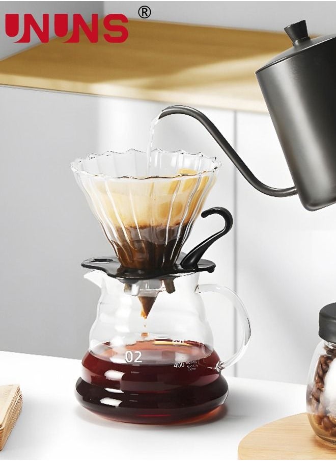 V60 Pour Over Coffee Filter, Coffee Dripper,Cone Paperless Reusable Single Cup Coffee Maker 1-4 Cup With Non-slip Cup Stand 600ML