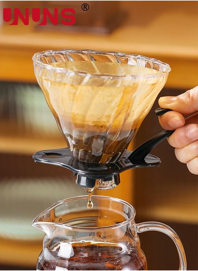 V60 Pour Over Coffee Filter, Coffee Dripper,Cone Paperless Reusable Single Cup Coffee Maker 1-4 Cup With Non-slip Cup Stand 600ML