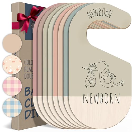 HIPPOTALE Baby Clothes Dividers For Closet - Wooden Baby Clothes Organizer Dividers for Boy & Girl, 8 Baby Closet Dividers by Size - Ideal Clothing Organizers - Image 1