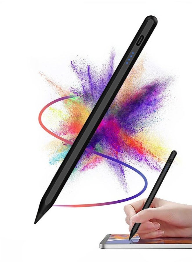 TecV Stylus Pen for iPad (2018 & Later), Palm Rejection, Magnetic Attachment, USB-C Rechargeable, Precise Writing/Drawing, Compatible with iPad Pro (11/12.9 Inch), iPad Air 3rd/4th Gen, iPad 6/7/8th Gen, iPad Mini 5th Gen, No Bluetooth Needed, with 3 Nib Tips + Charging Cable + Manual - Black  - Image 1