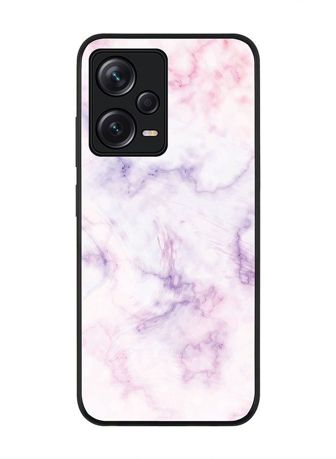 Stylizedd Rugged Black edge case for Redmi Note 12 Pro 5G Slim fit Soft Case Flexible Rubber Edges Anti Drop TPU Gel Thin Cover - Marble Print Cotton Candy - Image 1