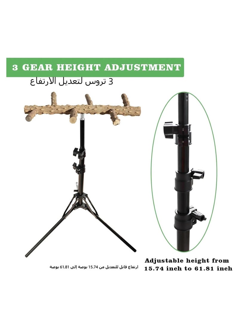 اكسيسن حامل مجثم للطيور قابل للتعديل الارتفاع , سارية الطيور 16-63 بوصة لعبة ببغاء من خشب الفلفل الطبيعي بارتفاع قابل للتعديل، حامل مجثم لتدريب الطيور، حامل مجثم للطيور في الأماكن المغلقة والمفتوحة للطيور الصغيرة والمتوسطة  - Image 3