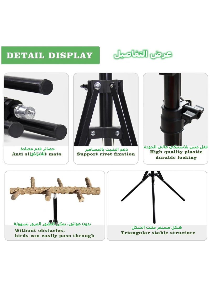 اكسيسن حامل مجثم للطيور قابل للتعديل الارتفاع , سارية الطيور 16-63 بوصة لعبة ببغاء من خشب الفلفل الطبيعي بارتفاع قابل للتعديل، حامل مجثم لتدريب الطيور، حامل مجثم للطيور في الأماكن المغلقة والمفتوحة للطيور الصغيرة والمتوسطة  - Image 5