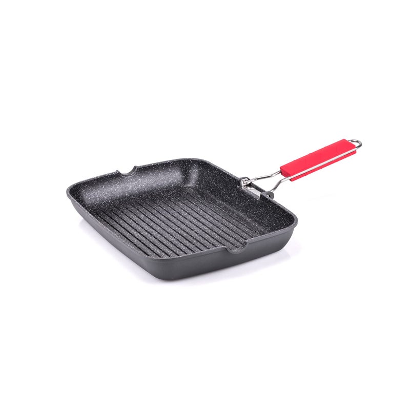 Moneta Coin Grill Pan 24x34 cm Pro Grill with Folding Handle also for Induction - Image 1