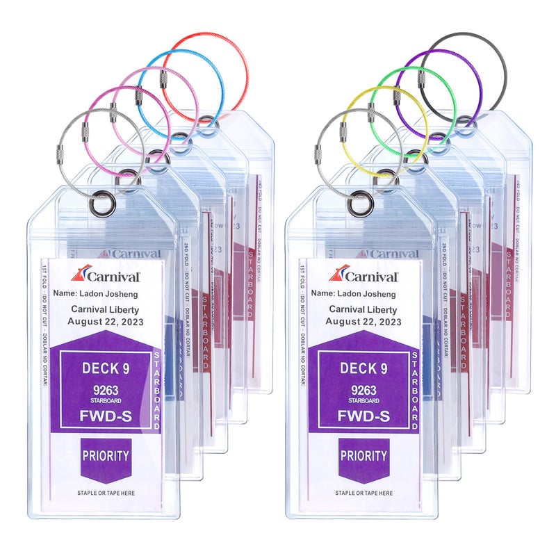 Jollyants Cruise Luggage Tag Holders for Carnival, Princess, NCL Luggage Tags for Cruise Ship Must Haves 2026 for Cruise Lovers, 10 Pack Cruise Ship Essentials - Image 1