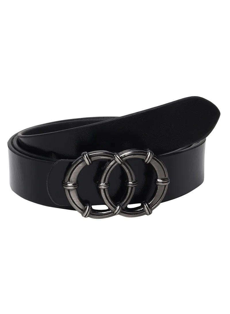 TEAKWOOD Genuine Leather Women Black Belt One Size 30-42 inch