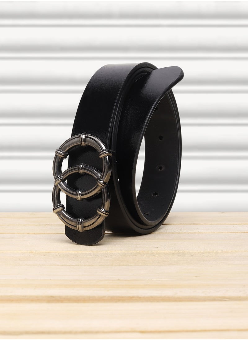 TEAKWOOD Genuine Leather Women Black Belt One Size 30-42 inch  - Image 1