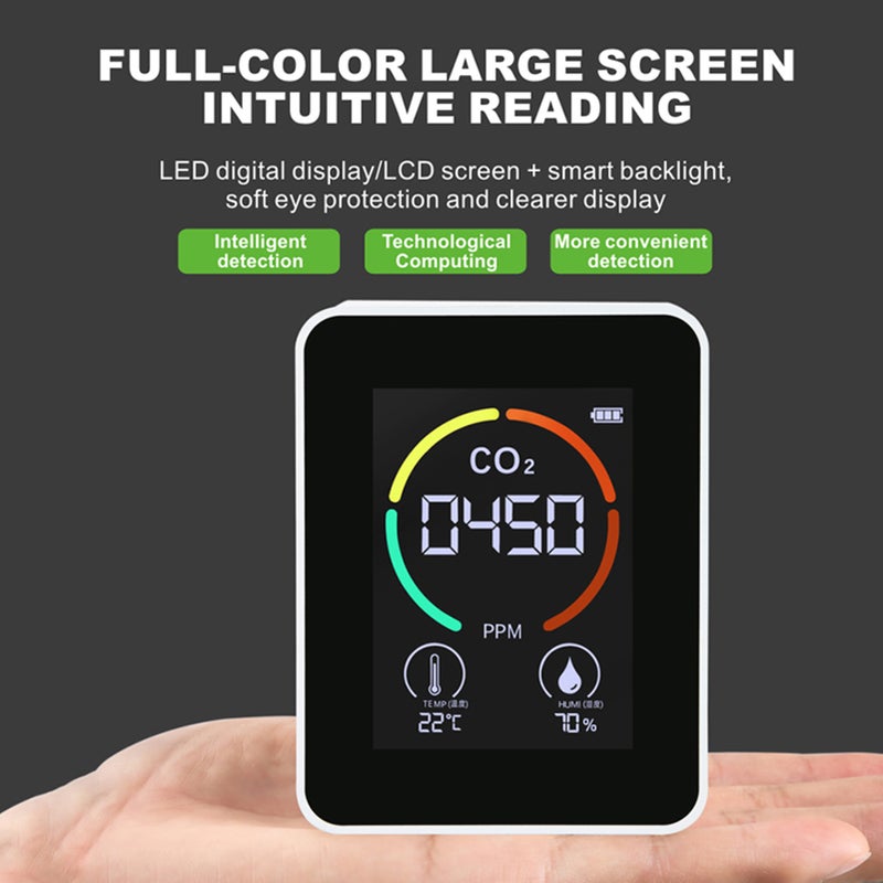 Air Quality Monitor CO2 Air Detector Carbon Dioxide Detector Temperature Humidity Sensor Real Time Reading - Image 4