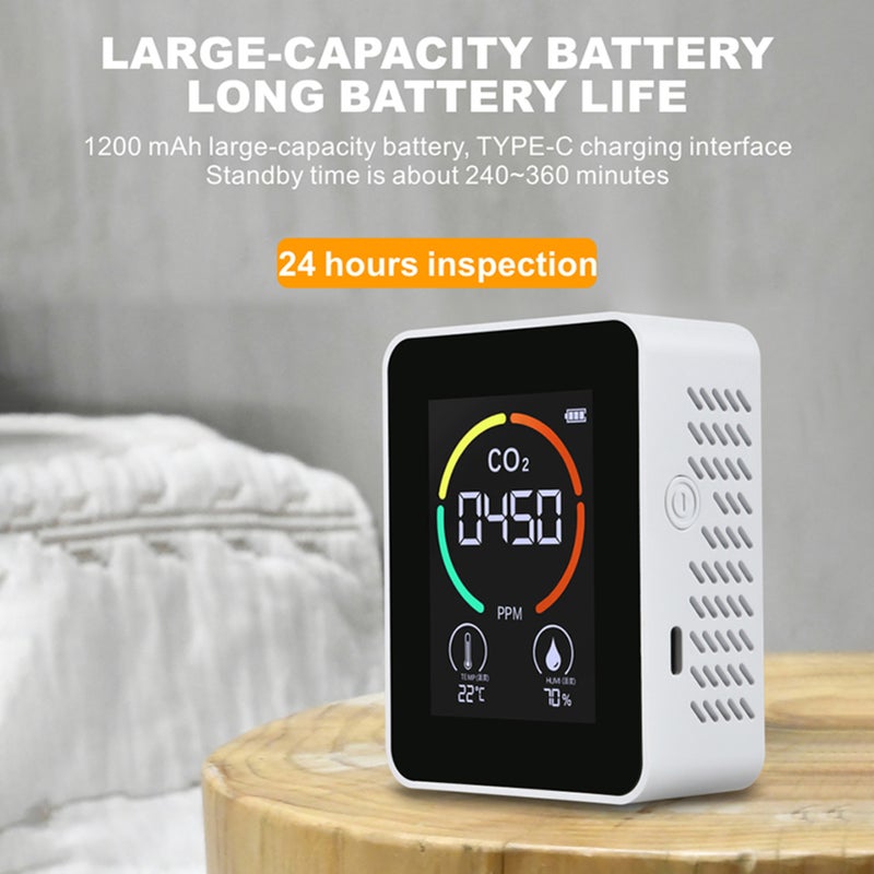 Air Quality Monitor CO2 Air Detector Carbon Dioxide Detector Temperature Humidity Sensor Real Time Reading - Image 3