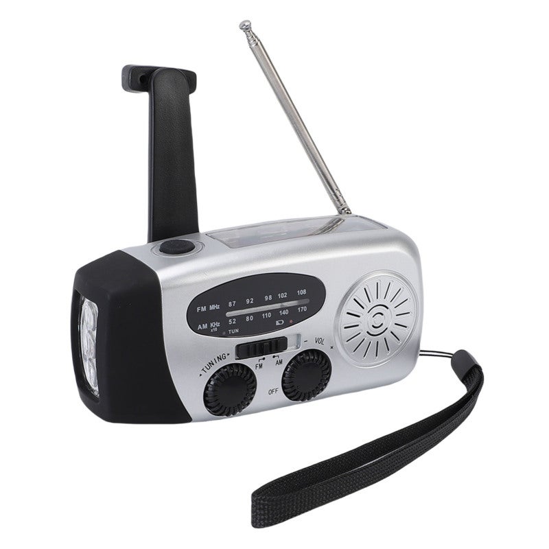 Portable Emergency Radio: Silver 600mAh Multifunctional Hand Crank Solar NOAA Weather Radio - Versatile Power Options SOS Alarm LED Lights for Camping Hiking Emergency Situations - Image 2