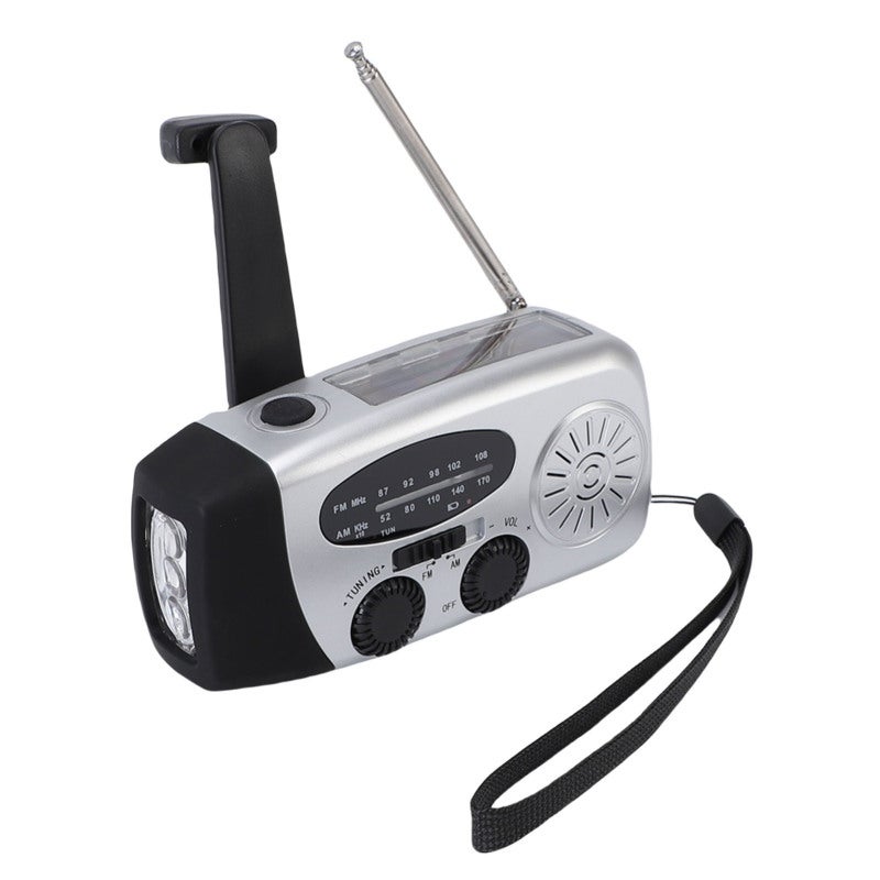 Portable Emergency Radio: Silver 600mAh Multifunctional Hand Crank Solar NOAA Weather Radio - Versatile Power Options SOS Alarm LED Lights for Camping Hiking Emergency Situations - Image 4
