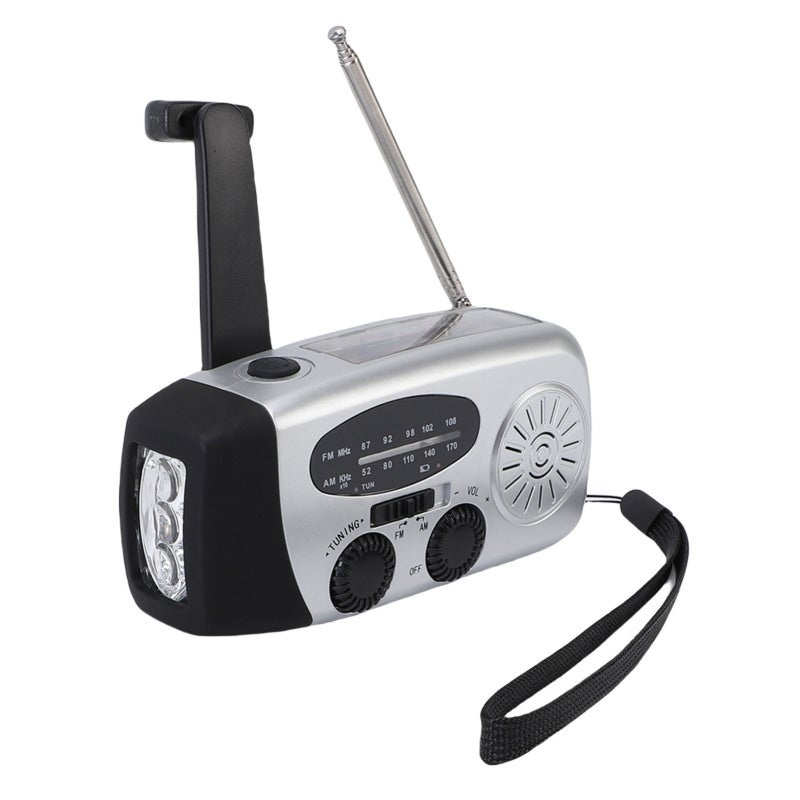 Portable Emergency Radio: Silver 600mAh Multifunctional Hand Crank Solar NOAA Weather Radio - Versatile Power Options SOS Alarm LED Lights for Camping Hiking Emergency Situations - Image 5