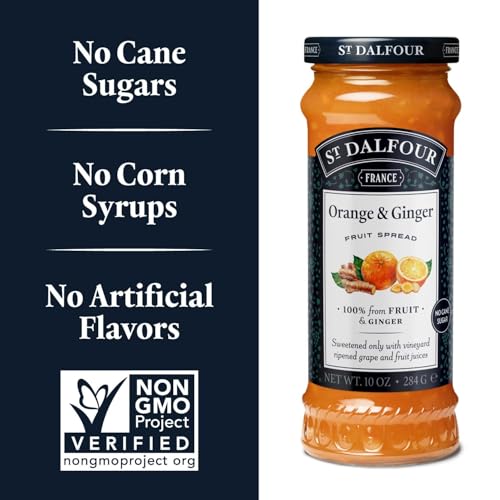 St.Dalfour St. Dalfour Orange & Ginger Fruit Spread - 10oz - 100% from Fruit & Ginger, No Artificial Ingredients, Non-GMO, No Cane Sugars, All Natural, Made in France - Image 2