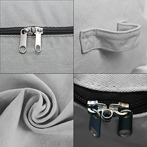 Omygarden 2PCS Durable Cotton Canvas, Soft Space Save Storage Bag Wardrobe Organizer with Handle & Zipper for Beddings, Comforters, Pillows, Blankets, Clothes, 25.6×18.5×8.7inch, Light Gray - Image 3