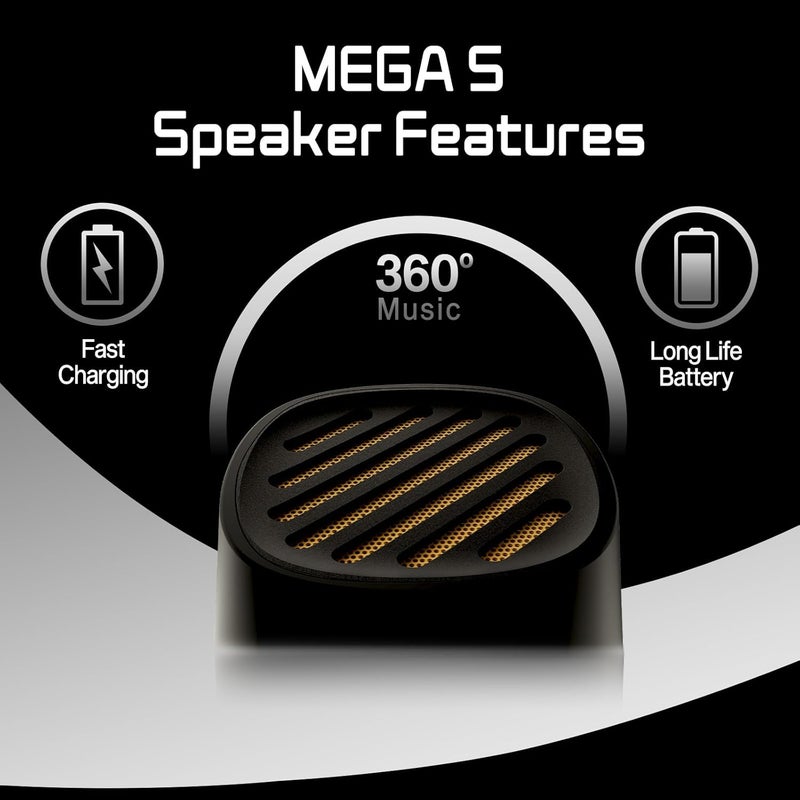 هاي فيوتشر مكبر صوت بلوتوث Mega S – حامل هاتف مدمج وشاحن لاسلكي، بلوتوث 5.4، خرج 5 واط، وقت تشغيل 10 ساعات، اقتران للتشغيل، مكبر صوت محمول لأجهزة iPhone و Android، HBB20 (أسود) - Image 3