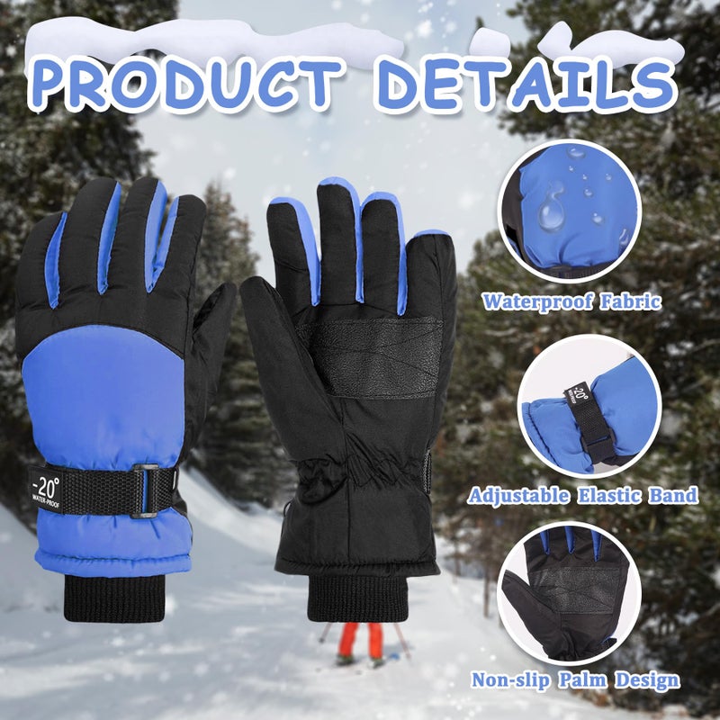 LYDTICK 3 Pairs Kids Winter Gloves Waterproof Snow Ski Gloves for Boys Girls Toddler Outdoor Warm Snowboard Mittens, Color B, 6-10 Years - Image 3
