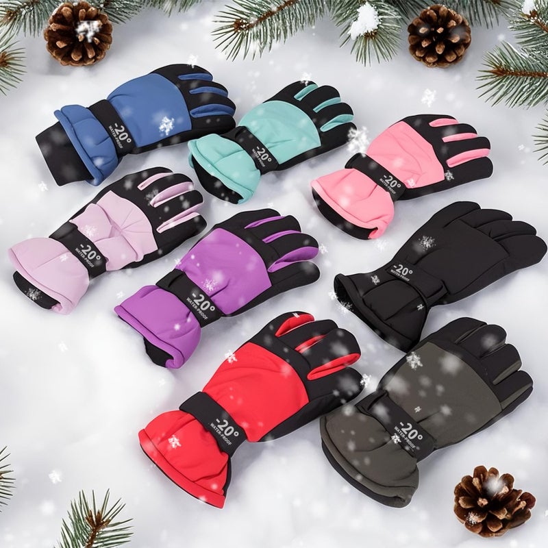 LYDTICK 3 Pairs Kids Winter Gloves Waterproof Snow Ski Gloves for Boys Girls Toddler Outdoor Warm Snowboard Mittens, Color B, 6-10 Years - Image 4
