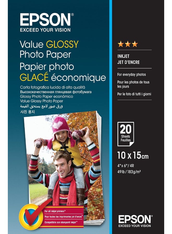Value Glossy Photo Paper - 10x15cm - 20 Sheets