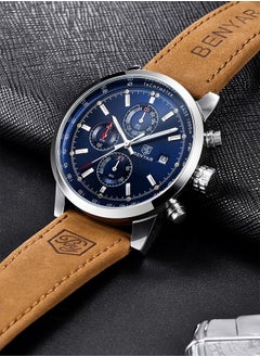 Men's Quartz Waterproof Sports Chronograph Wrist Watch, Brown Strap, BY5102 Blue - pzsku/ZAB3566BF4A450695F181Z/45/_/1718587226/9498ef48-e39f-42a1-b928-743b97bbf60d