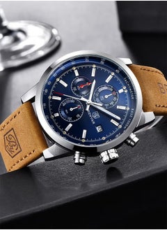 Men's Quartz Waterproof Sports Chronograph Wrist Watch, Brown Strap, BY5102 Blue - pzsku/ZAB3566BF4A450695F181Z/45/_/1718587246/d8d27cc1-04d7-43fc-ab85-56485cbb35d0