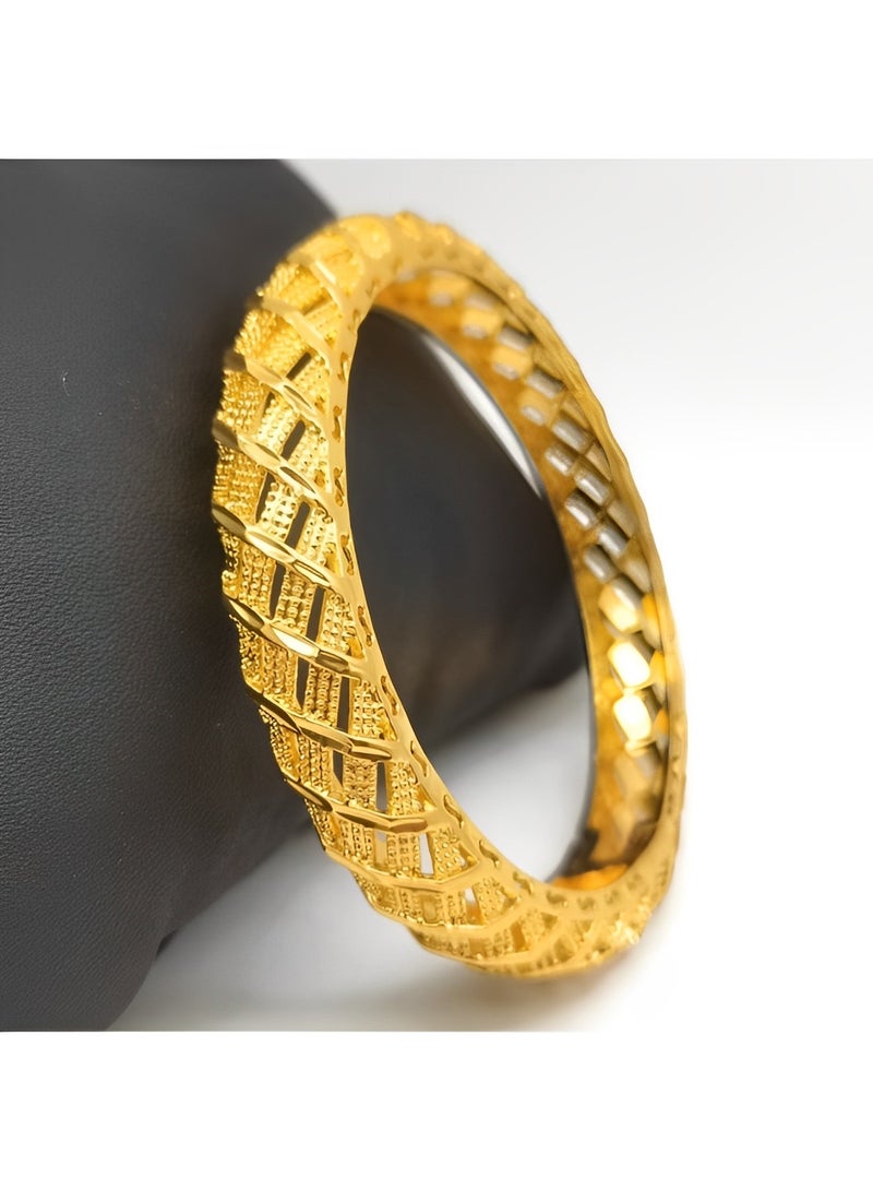 REOCLE Women's Hollow Carved Bracelet Simple Delicate Thin Cuff Bangle Hook Bracelet 18K Gold Plated Handmade Minimalist Jewelry Good Gift for Your Mom & Girlfriend  - Image 2