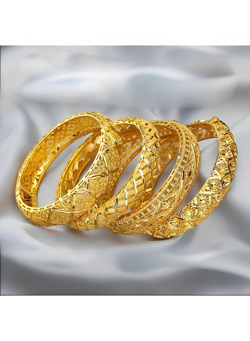 REOCLE Women's Hollow Carved Bracelet Simple Delicate Thin Cuff Bangle Hook Bracelet 18K Gold Plated Handmade Minimalist Jewelry Good Gift for Your Mom & Girlfriend  - Image 3
