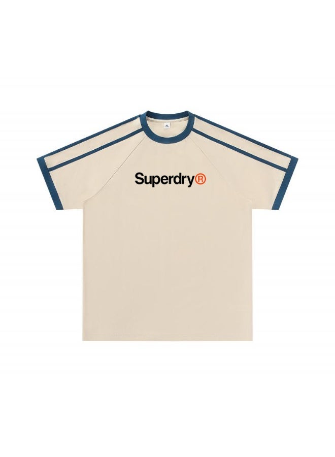 Superdry American raglan striped short-sleeved T-shirt for men and women with loose casual sports couple tops - Image 4