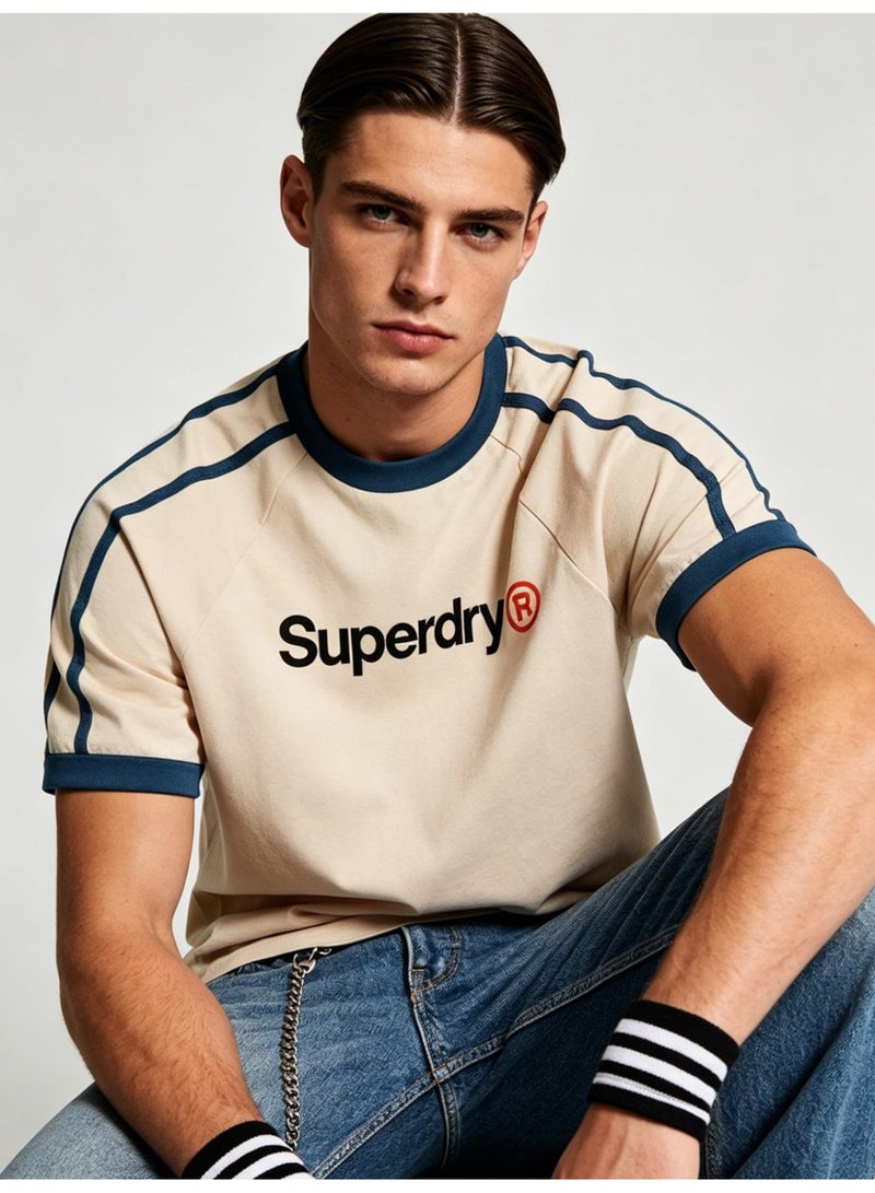 Superdry American raglan striped short-sleeved T-shirt for men and women with loose casual sports couple tops - Image 5