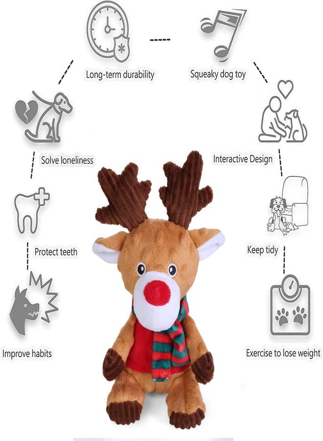 Blnboimrun Christmas Reindeer Plush Dog Toy with Squeaker, Holiday Chew Toys for Puppy Teething, Interactive Stuffed Animal with Crinkle Paper for Small Medium Dogs, Best Gift for Pets - Image 4