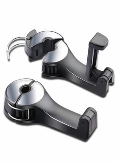 Excefore Car Hooks, Car Seat Hook for Purses and Bags with Phone Holder, Universal 360°Rotation Headrest Hooks Purse Holder for Car, Car Purse Hook Holder 2 Pack  - Image 1
