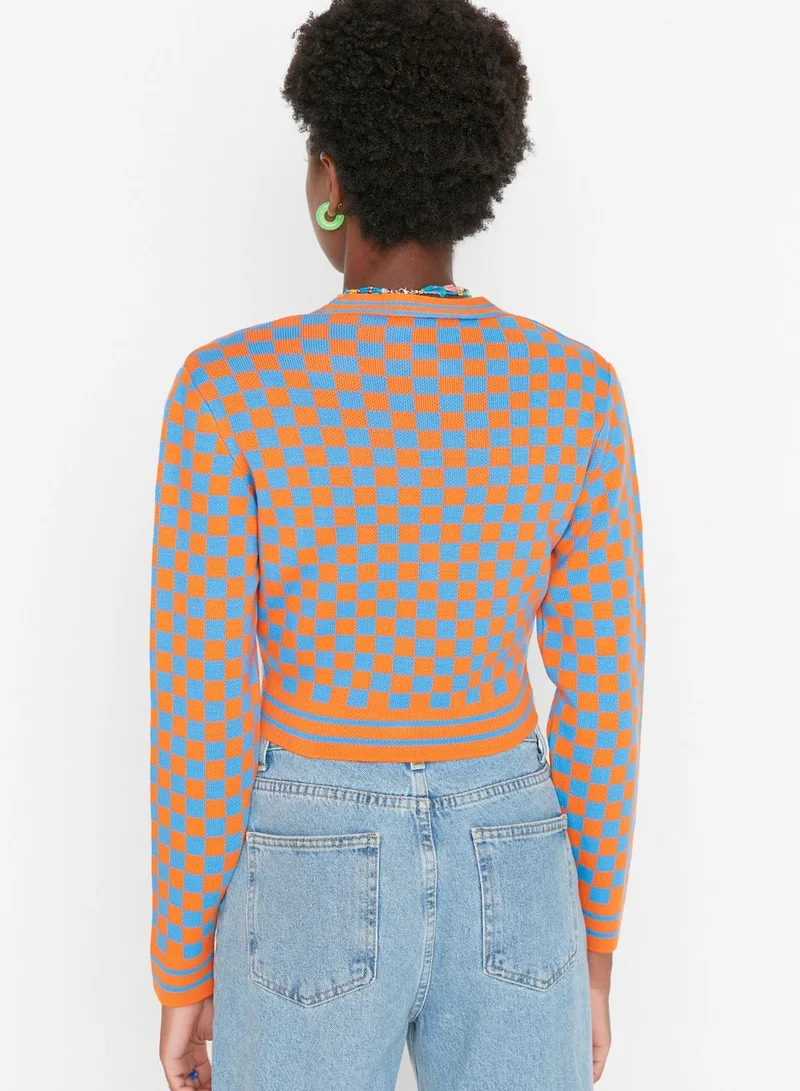 trendyol Printed Crop Cardigan
