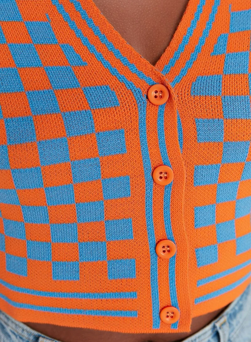 trendyol Printed Crop Cardigan