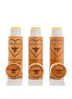 Bee Bella Lip Balm Unscented Unflavored 3 Pack  Moisturizing Lip Care 100 Natural Original Organic Beeswax with Vitamin E Handmade in USA