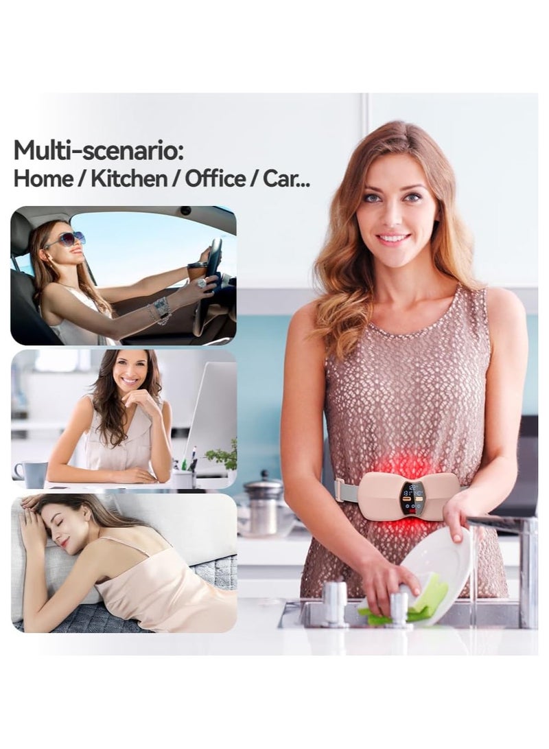 وسادة تدفئة لتقلصات الدورة الشهرية، وسادة تدفئة محمولة لاسلكية، 3 تعديلات لدرجة الحرارة و3 أوضاع اهتزازية (وردي) - Image 3