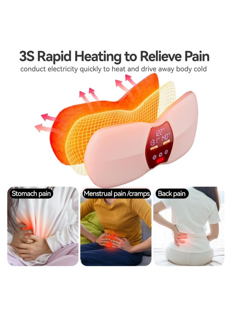 وسادة تدفئة لتقلصات الدورة الشهرية، وسادة تدفئة محمولة لاسلكية، 3 تعديلات لدرجة الحرارة و3 أوضاع اهتزازية (وردي) - Image 4