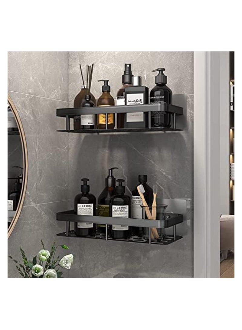 Dubkart Shower Caddy Shelf Pack of 2, No Drilling Wall Mounted Shower Organizer, Rustproof Bath Storage Basket for Bathroom Toilet Kitchen Black - Image 1