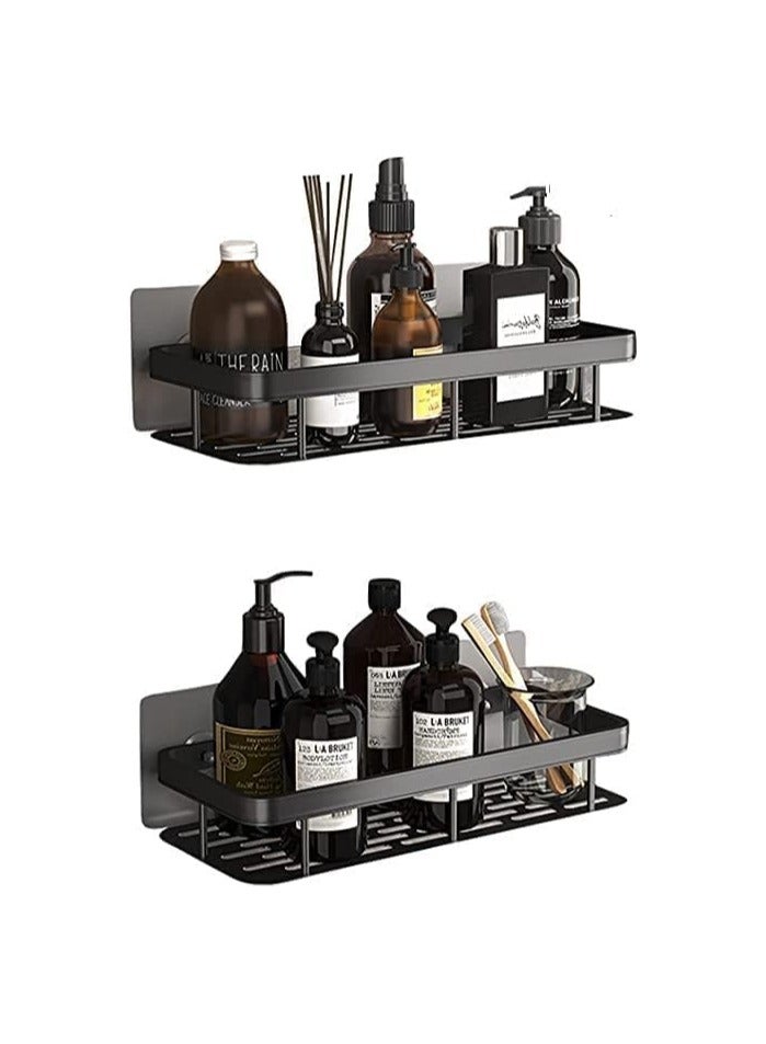 Dubkart Shower Caddy Shelf Pack of 2, No Drilling Wall Mounted Shower Organizer, Rustproof Bath Storage Basket for Bathroom Toilet Kitchen Black - Image 2