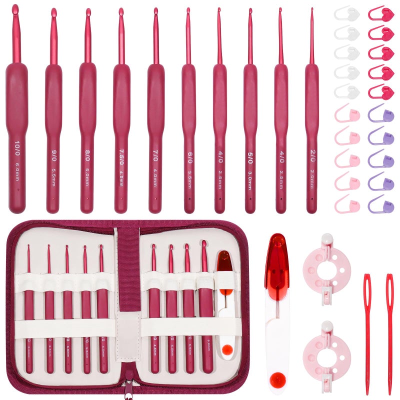 ROPCIA Crochet Kit for Beginners Ergonomic Crochet Hooks 25mm60mm with Storage Case Crochet Hooks Ergonomic Design for DIY Crochet Kits - Image 3