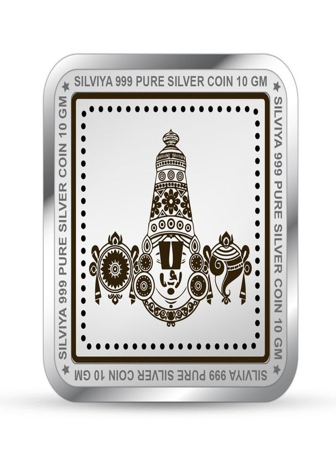 Silviya BIS Hallmarked 999 Pure Silver Tirupati Balaji Coin (10g) Square Shape - Divine Blessings - Lord Venkateswara - Home Temple - With Certificate of Authenticity - Image 3
