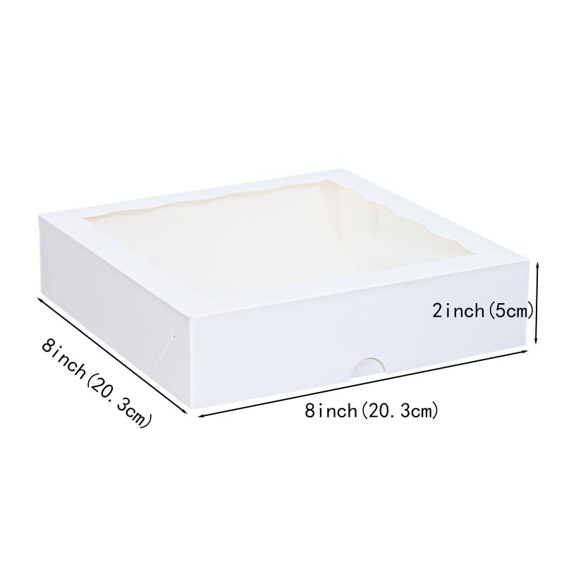TEMLQPACK 50pcs 8x8x2 Inch White Bakery Boxes with Window - Perfect for Cookies, Chocolate Covered Strawberries, Pretzels, Cakesicles & More - Image 4