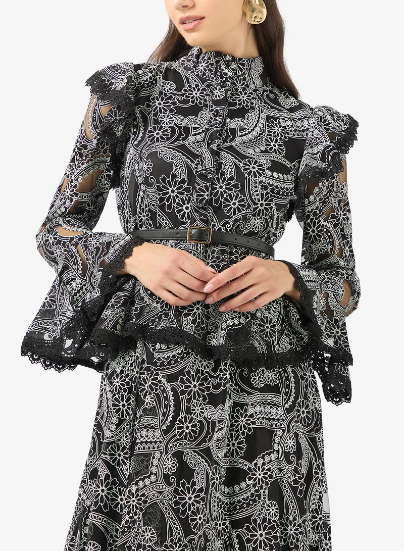 خزانة فستان دانتيل بخصر بيبلوم - Image 3