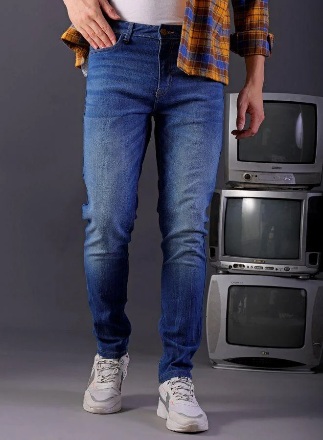 Men Slim Fit Solid Mid-Rise Stretchable Jeans