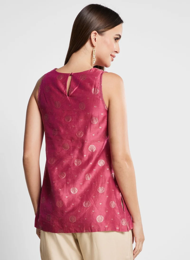 فاب انديا Printed Crew Neck Kurta