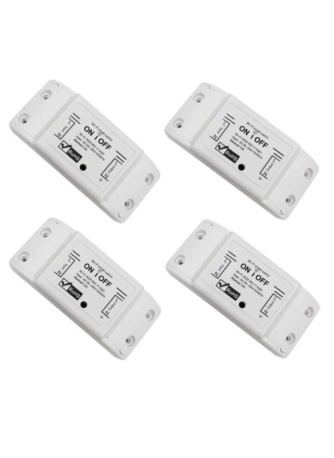 Smart Home Wireless Wifi relay switch, Neutral Wire Required, No Hub Required, Compatible with Google Home & Alexa, Push Button & App Remote Control, Timing Function & Voice Control (Pack of 4)