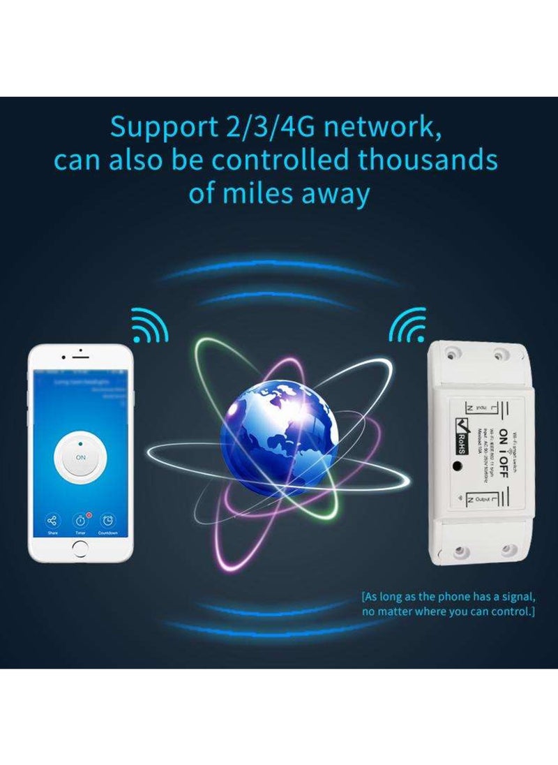 Smart Home Wireless Wifi relay switch, Neutral Wire Required, No Hub Required, Compatible with Google Home & Alexa, Push Button & App Remote Control, Timing Function & Voice Control (Pack of 4)